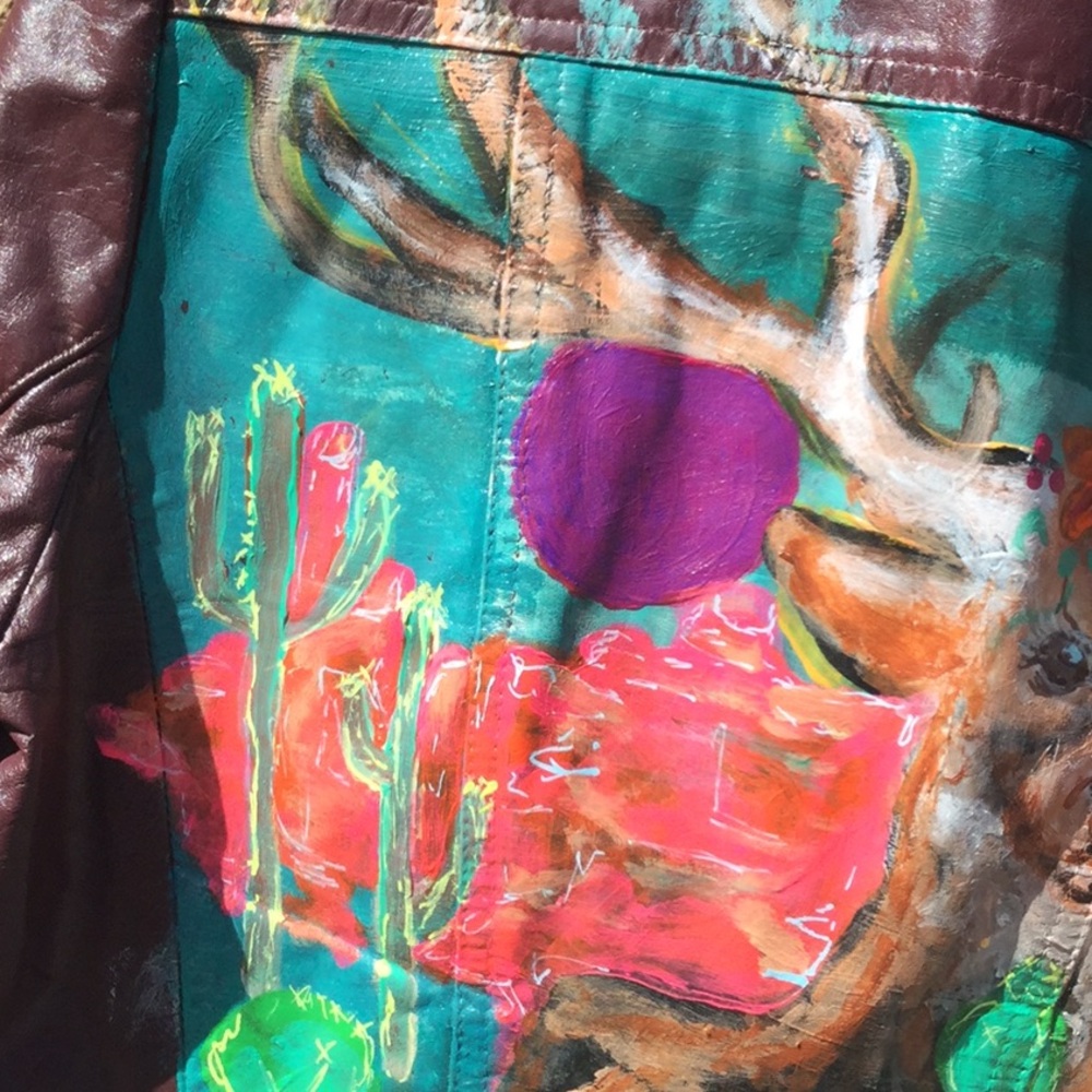 Artisan leather blazer jacket Coachella boho festival cowgirl rodeo rock concert - Picture 5 of 11